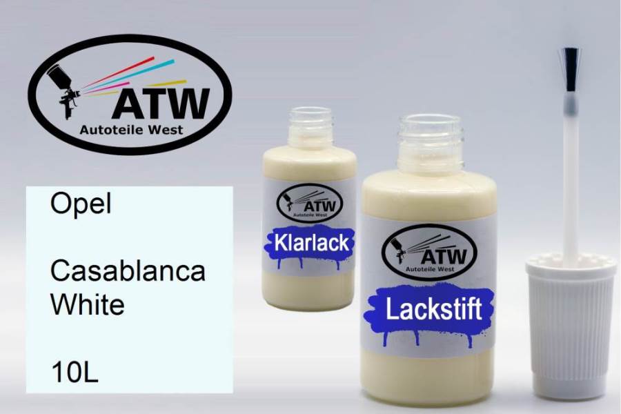 Opel, Casablanca White, 10L: 20ml Lackstift + 20ml Klarlack - Set, von ATW Autoteile West.